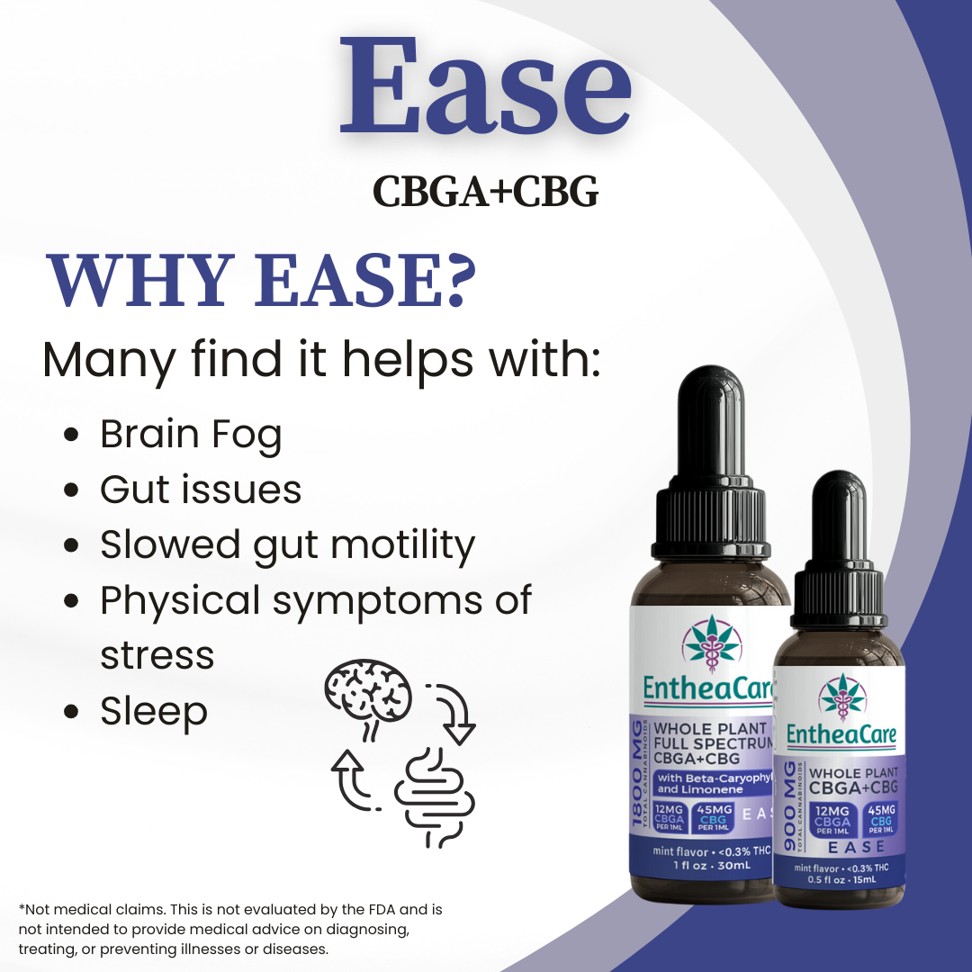Ease | Whole Plant Full Spectrum CBGA + CBG Oil – EntheaCare Ease | Whole Plant Full Spectrum CBGA + CBG Oil – EntheaCare